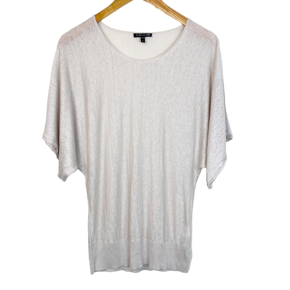 Eileen Fisher 100% Linen Dolman Sleeve Top Size XS